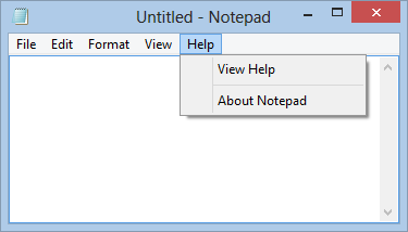 Left-aligned Help menu in Notepad